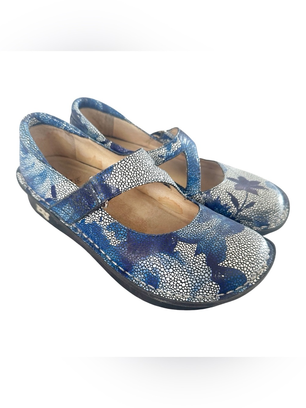 Alegria Dayna Blue Bouquet Mary Jane Clog Shoes Wide Toe Box Size 6